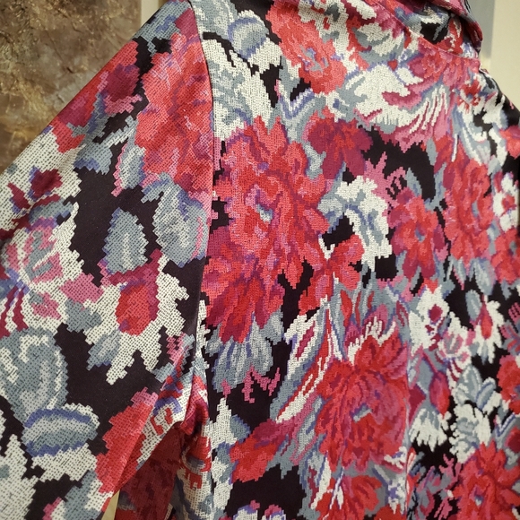 VINTAGE Haband for Her Collared Vneck Floral Print Blouse with Belt - Picture 4 of 11